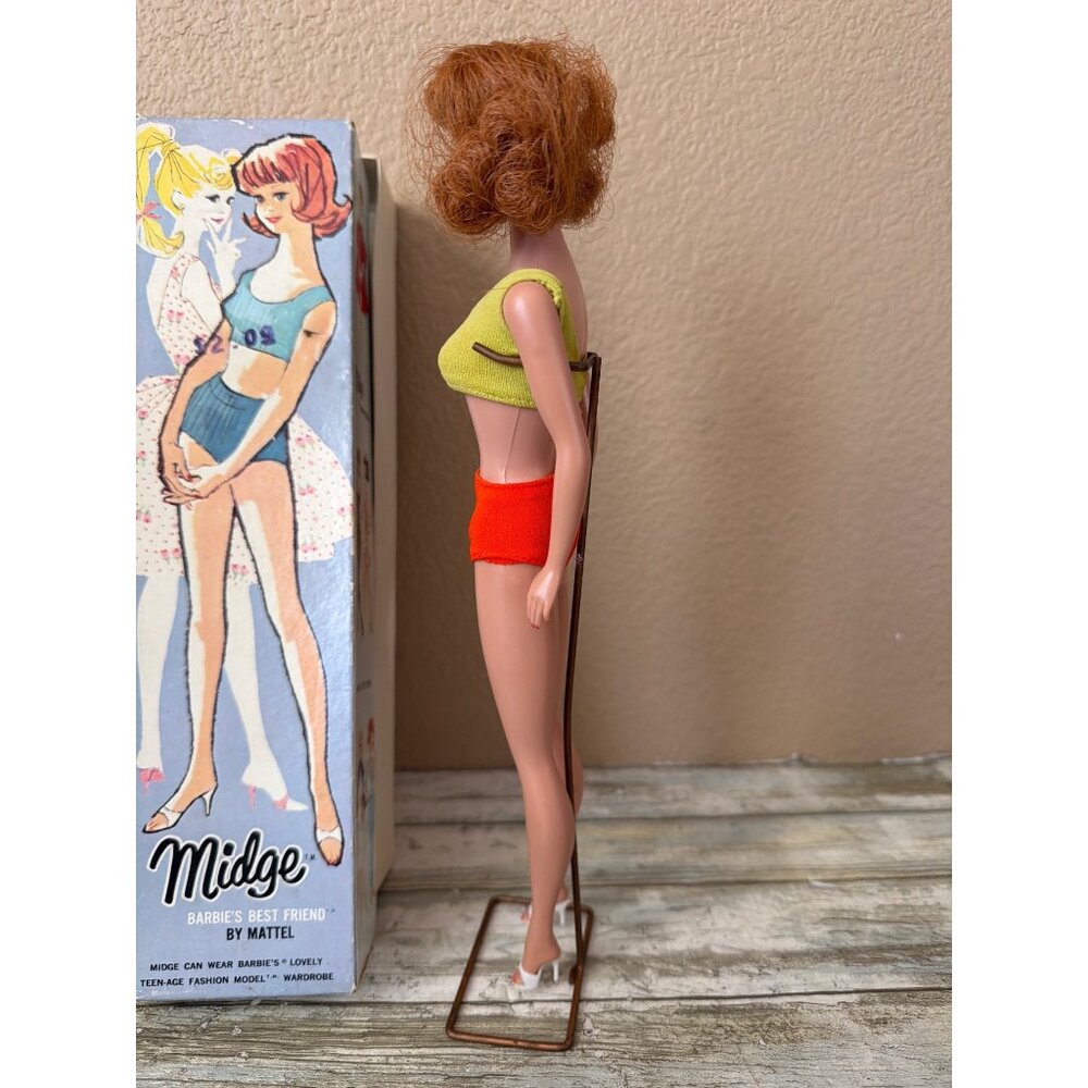 Vintage Original 1962 Barbie Midge Titian Doll #860 w/Swimsuit Shoes & Box - Picture 3 of 16